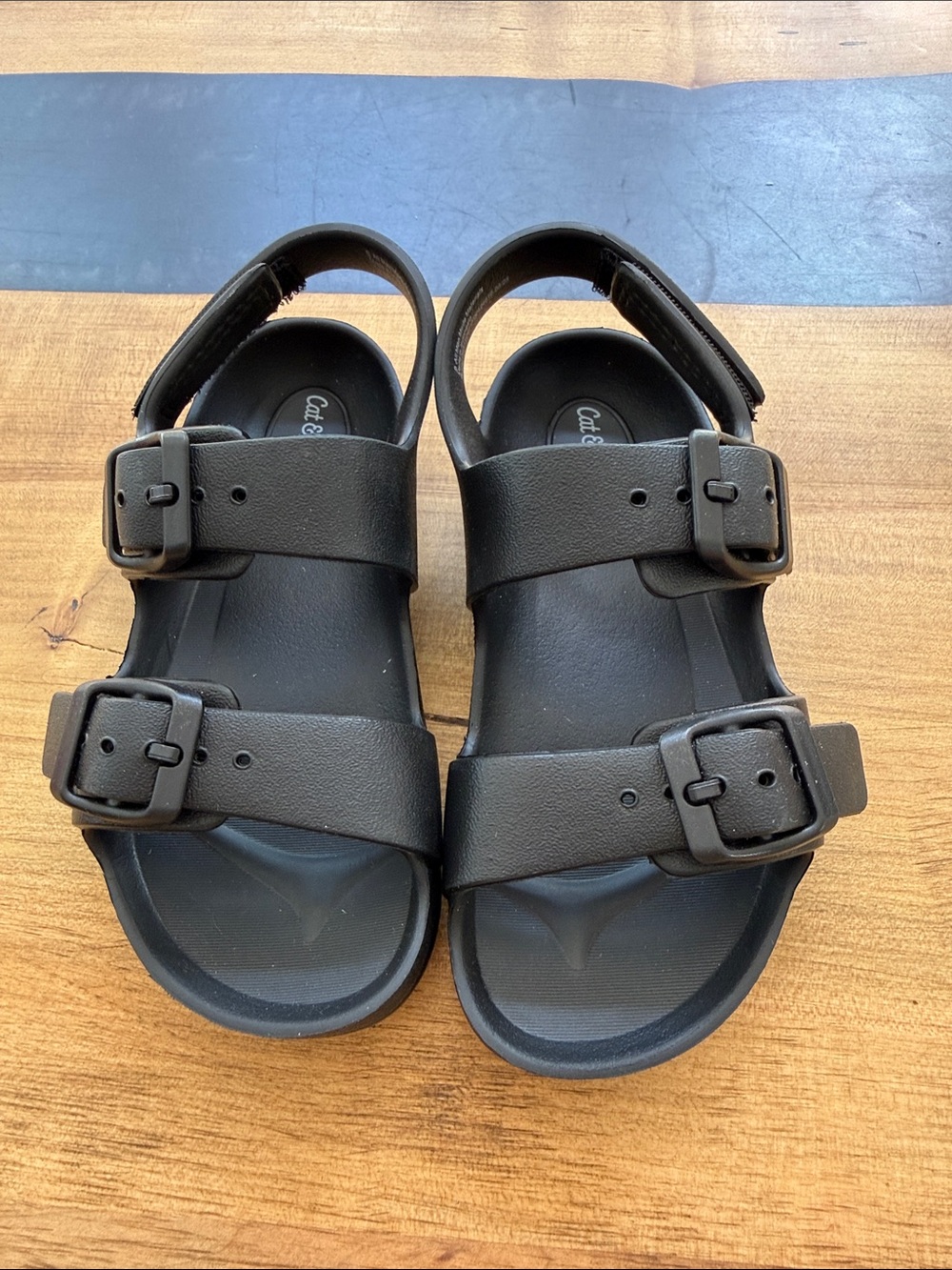 Cat & Jack Black Adjustable Double-Buckle Kids Sandals